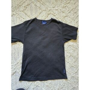 90's Y2K SIDEOUT Mens Black Ribbed Crew Neck Short Sleeve‎ T Shirt Top vintage